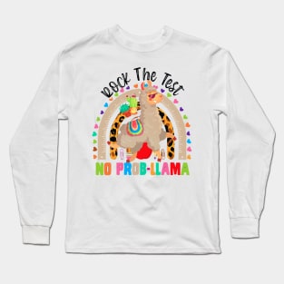 Rock The Test Don't Stress Just Do Your Best Llama Rainbow Long Sleeve T-Shirt